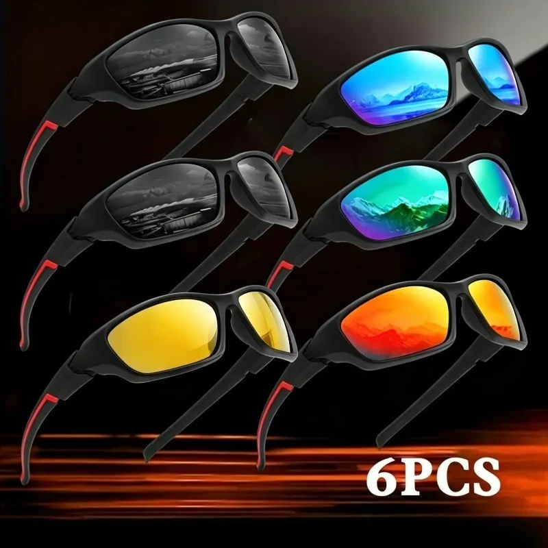6 Colors Sports Sunglasses Set Day Night Use for Driving Riding Fishing Outdoor Activities No Battery Needed