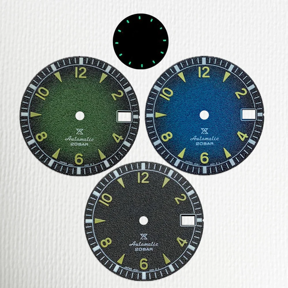 

Аксессуар для винтажных цифровых часов 28,5 мм с зеленым светящимся логотипом на циферблате NH35 S, подходит для механизмов NH35/NH36.