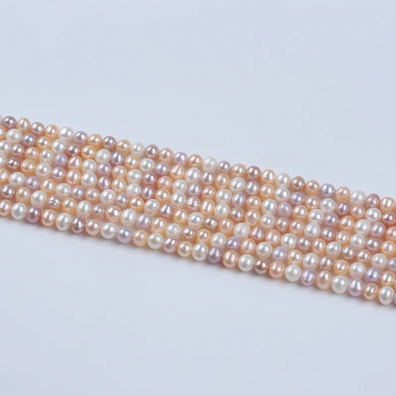 Hot Selling 4-5mm Near Round White Pink Purple Color Freshwater Loose Pearl Beads For DIY Necklace Bracelet