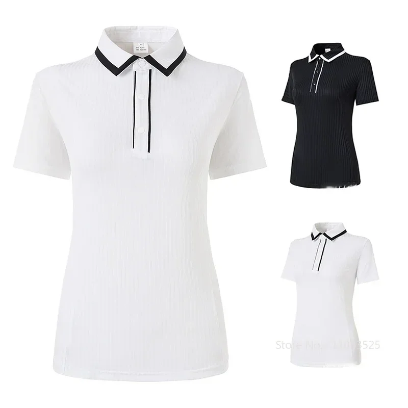 2025 New Women Summer Polo Shirt Lady Breathable Casual Golf T-shirt Comfortable Solid Sports Golf Tops Anti-sweat Sportswear