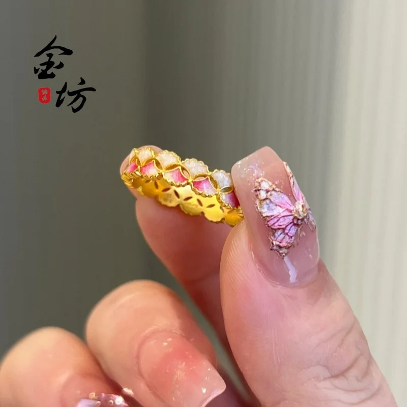 

Gold Shop 9999 24-каратное настоящее золото, двойное абрикосовое кольцо на удачу, капающее масло, сердце девушки, аксессуары для подруги