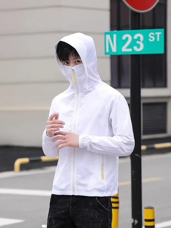 

Чистый цвет, ледяной шелк, мужская летняя тонкая дышащая свободная куртка большого размера, ультратонкая солнцезащитная верхняя одежда, модный бренд