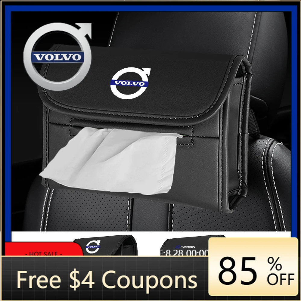 

Cup Holders 2026 Hot Car Tissue Box Holder Leather Napkin Box Auto Back Seat Paper Towel Organizer With Fix Strap For Volvo RDES
