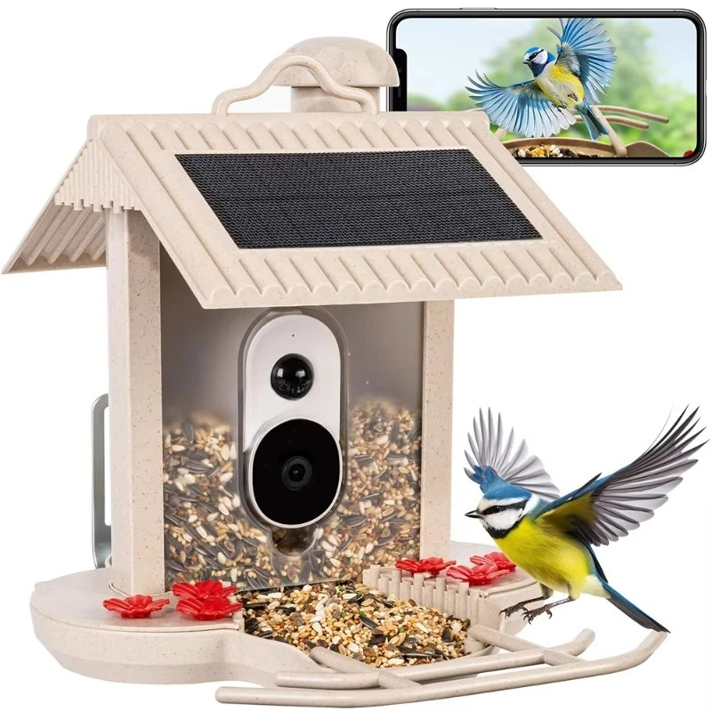 

Smart bird feeder with camera solar power for bird lover reptile automatic recording video presentation