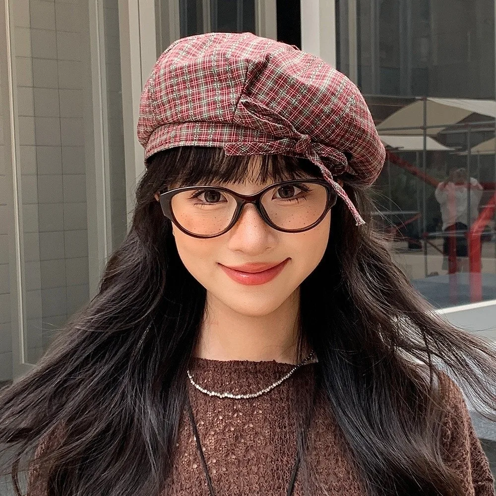 Kawaii القوس منقوشة قبعة البيريه الدفء شعرية المرأة الرسام قبعة الكورية نمط سحابة قبعة المرأة قبعة مثمنة كل مباراة