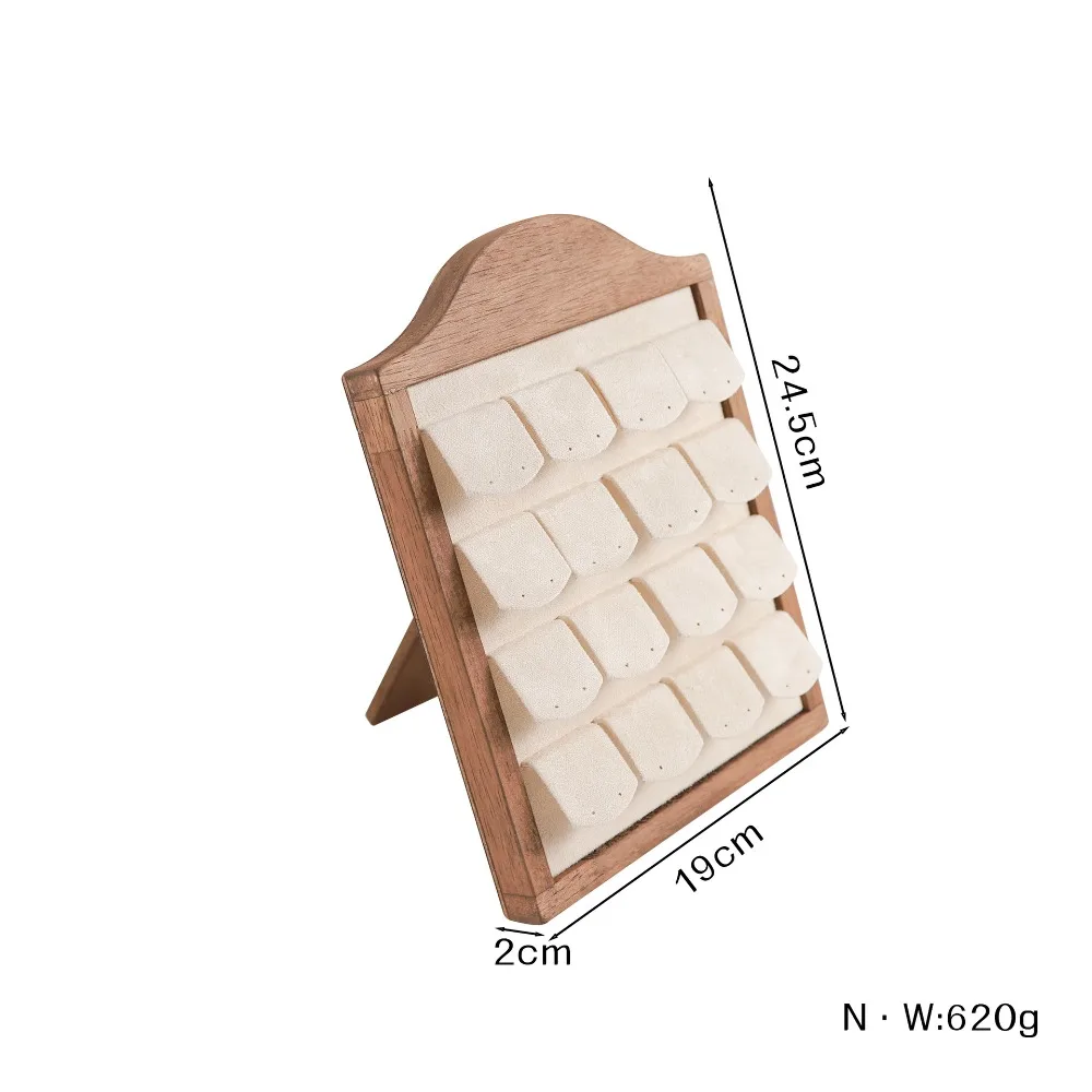 

Solid Wood Jewelry Display Stand Velvet Inserts Multi-Layer Jewelry Tray Multi-Compartments Vertical Earring Display Organizer