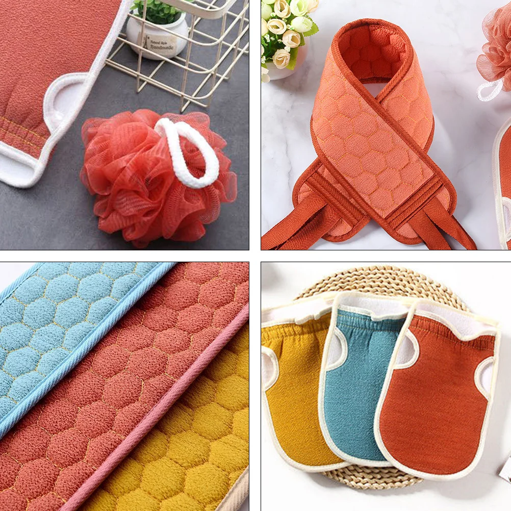 

3 Pcs Bath Towel Set Loofahs Cleaning Women Scrubber Sponge Back Bathing Spa Supplies Long Straps Premium Material Comfortable