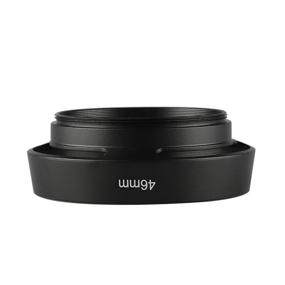 Universal 46mm Metal Screw-in Vented Short Lens Hood Black Camera Photography Accessory for Nikon Canon Sony DSLR Camera