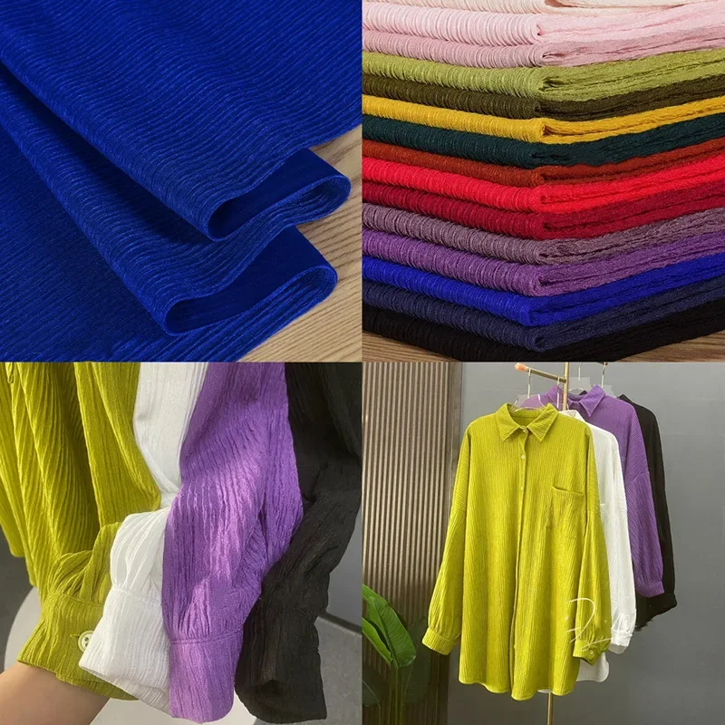 

Qianqianye Tripe Fabric Pleated Fabric Retro Texture Elastic and Wrinkle Resistant Fabric for Spring and Summer Shirts and Pants