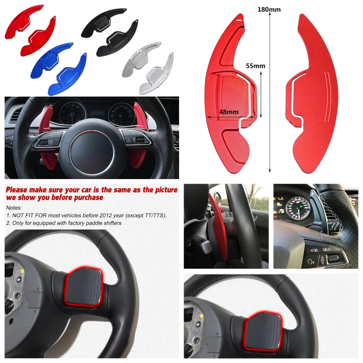 

2pcs Car Steering wheel paddle For A4 B8 A3 8P A5 A6 A7 A8 S5 Q3 Q5 shifters Aluminum Shift Paddle Blade Shift Paddle Extension