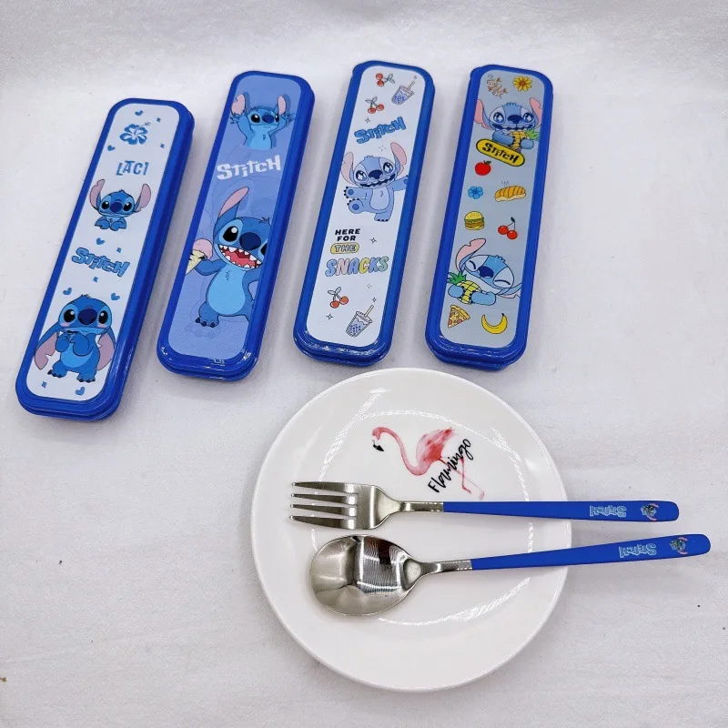 

Spoon Fork Set Stitch 304 Stainless Steel Anti-fall Student Lunch Commute Portable Child Tableware Box Set