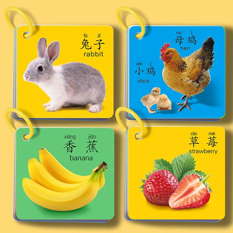 Early Education Enlightenment Book 90 Pages Animal Fruits Numbers Card Cognitive for Children's Literacy Cards Book