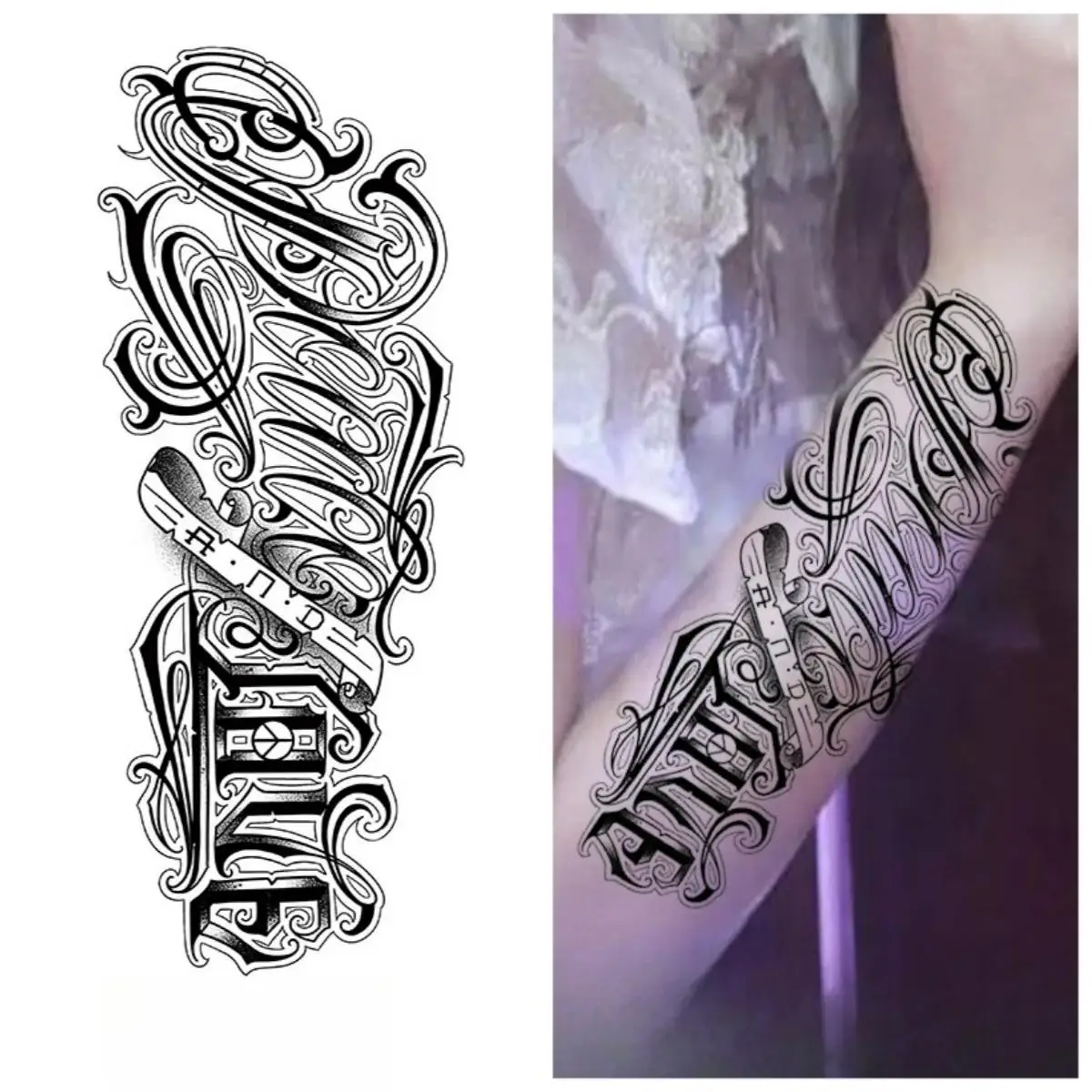 

English cursive script Temporary Tattoos,Tattoo Stickers,Waterproof Long-Lasting 15 Days,Semi-Permanent Fake Tattoo,body art