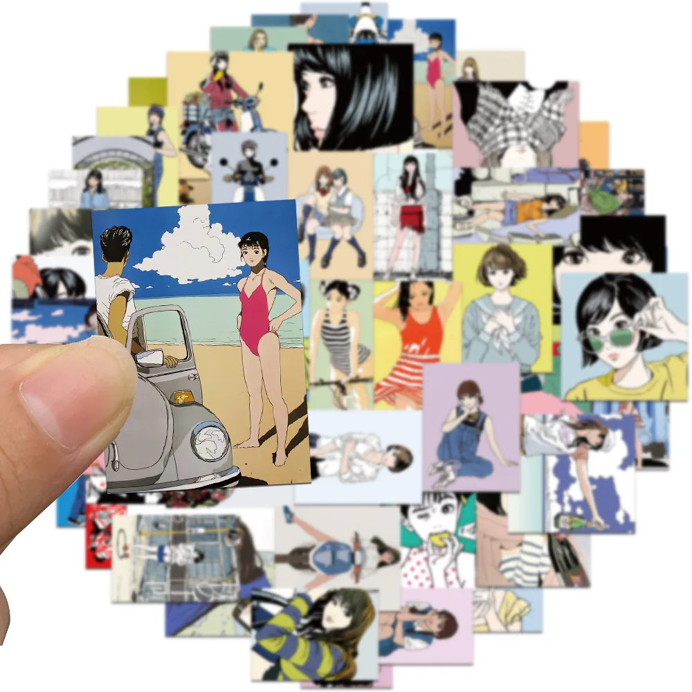 10/50pcs japanische Comic Mädchen Aufkleber Retro Mädchen Wasser Tasse Helm Laptop Telefon Skateboard Notebook Aufkleber wasserdichte Aufkleber