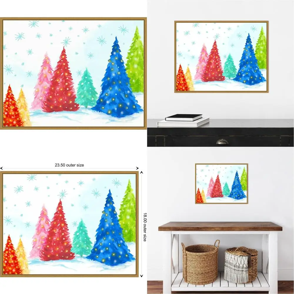 

Картина холста в рамке 18x24 дюйма: Зачарованные рождественские елки от PI Studio, современный настенный декор для дома