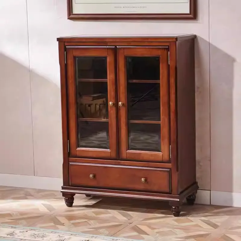 

Antique Solid Wood Living Room & Dining Sideboard American Country Double-Door TV Storage Cabinet for Apartment and Villa