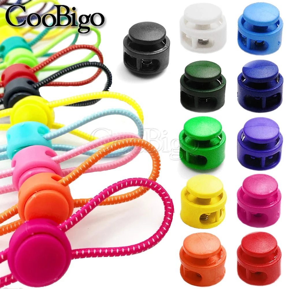 20pcs Spring Cord Lock Stopper Rope Clamp Toggle Clip Buckle Backpack Sportswear Shoelace Paracord Lanyard Colorful Plastic