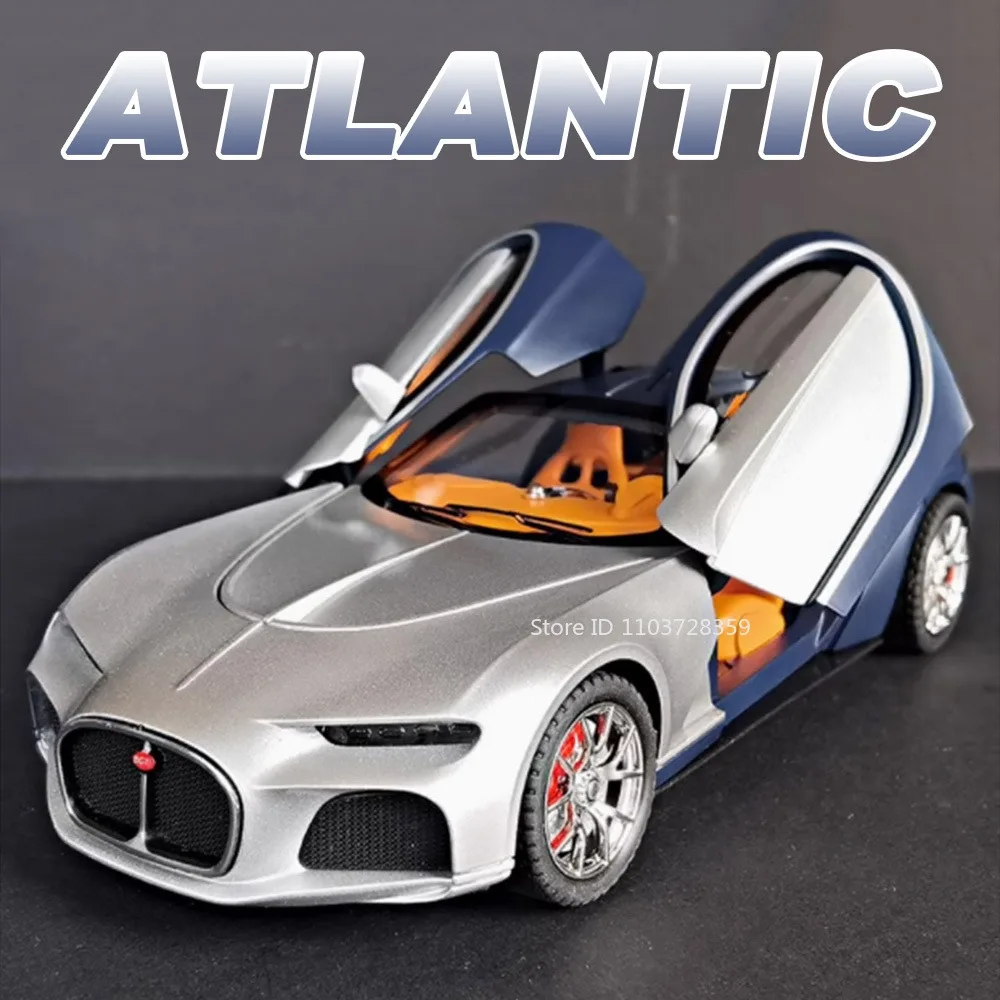

1:24 Scale ATLANTIC BOLIDE Toy Model Sports Cars Alloy Diecast Sound Light Shock Absorption Pull Back Doors Opened for Boys Gift