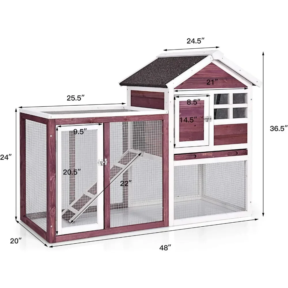 # Hot Sales Rabbit Hutch Indoor Outdoor Bunny Cage With Run Wooden Rabbit Cage With Waterproof Roof & Pull Out Tray Chicken Coop