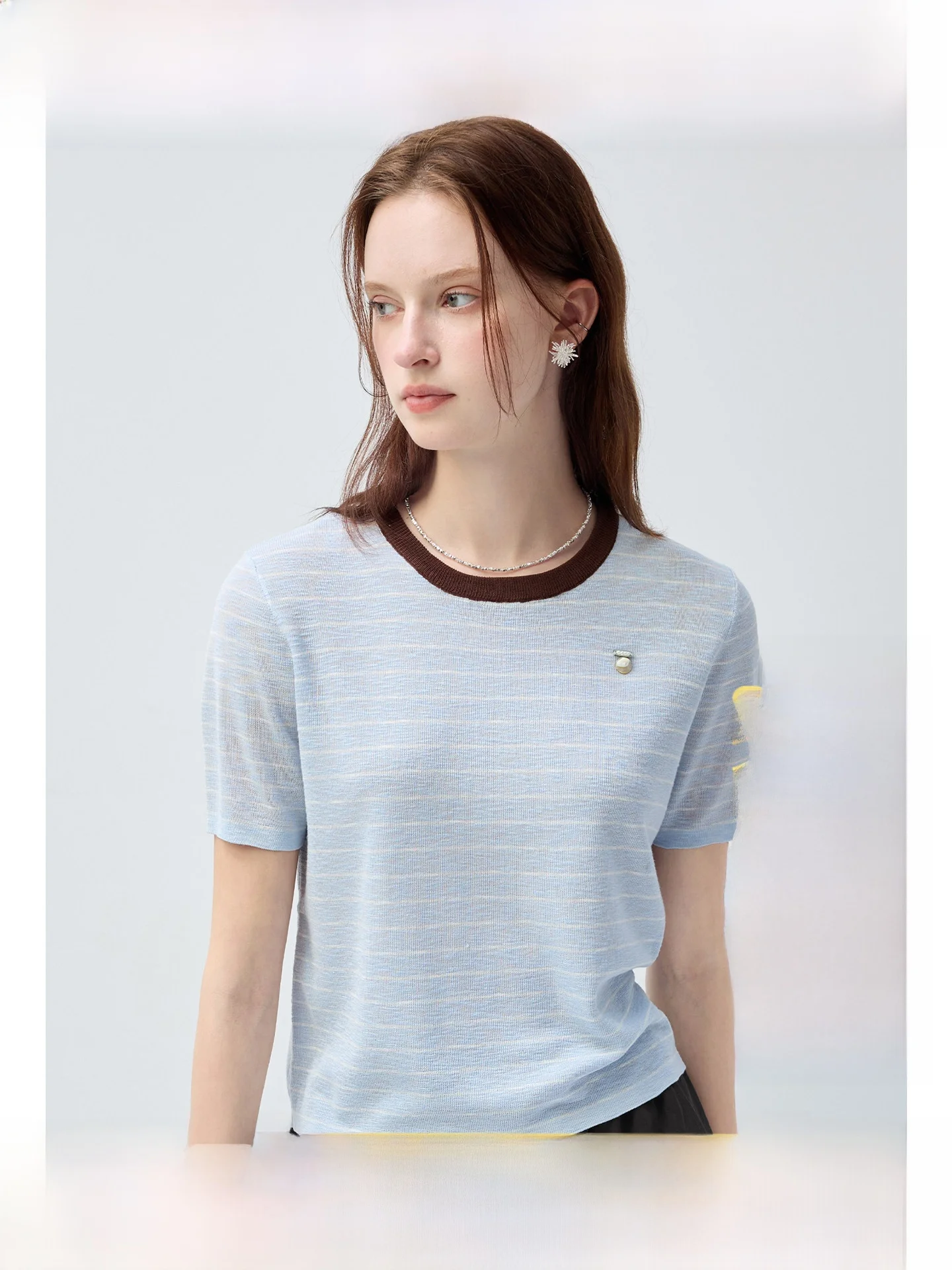 

plus Size Women's round Neck Knitted Short Sleeve T-Shirt Slim Fit Summer Versatile Comfortable Breathable Korean Style Top