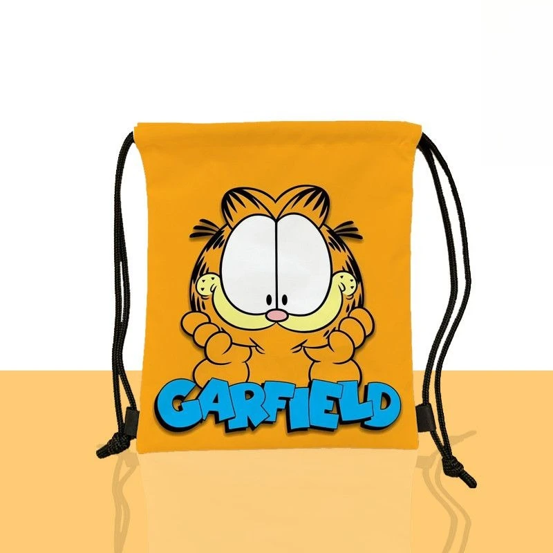 New Garfield Backpack Creative High-value Anime Cartoon Printed Large-capacity Portable Student Storage Waterproof Drawdown Bag