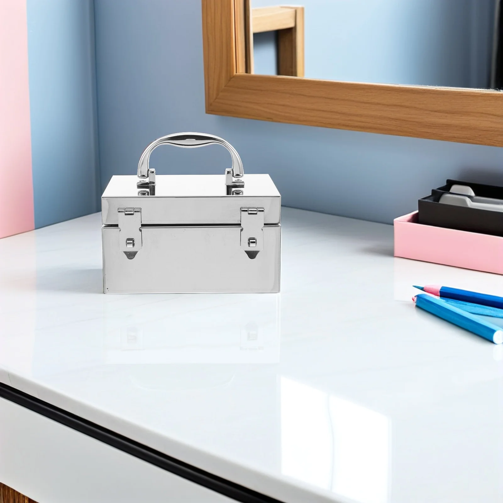 Stainless Steel Toolbox Money Container Locking Storage Tote Cash Boxes Security Chest Tin