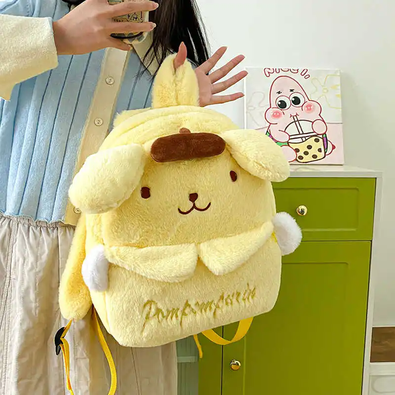 Kuromi  & My Melody Plush Backpack Adorable  Large-Capacity  Kawaii Design - Soft Cartoon Characters A Birthday Present In Stock