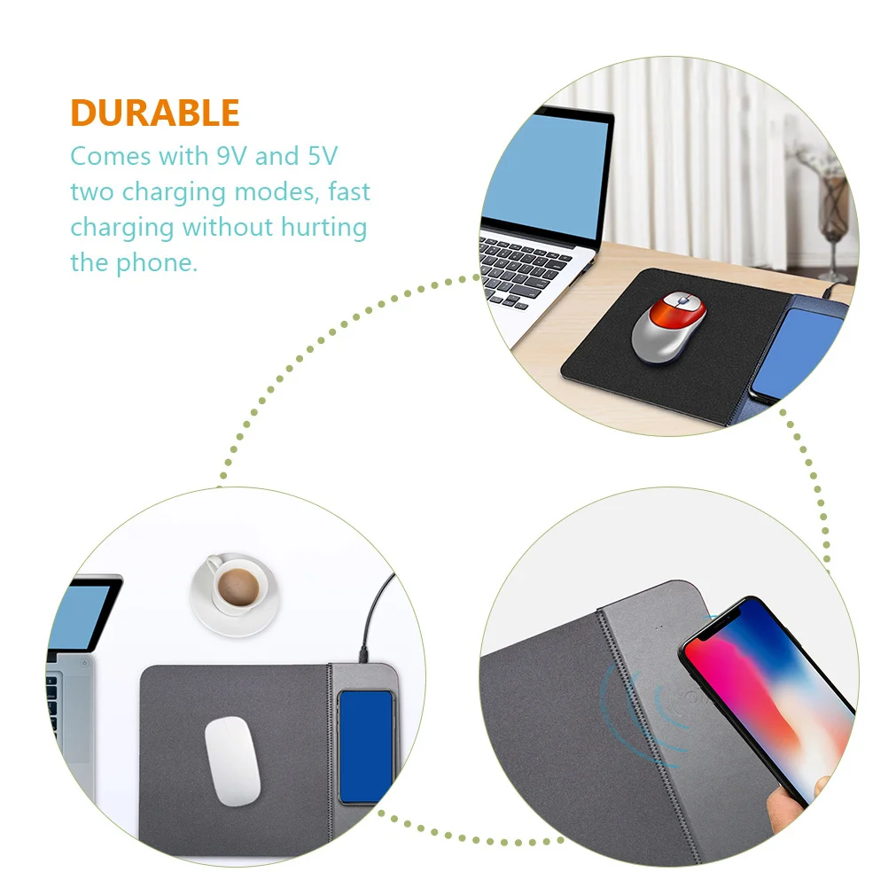 

Wireless Charging Mouse Pad 15W Fast Charge Non-Slip Large Gaming Mousepad Multi-Functional Pu Charging Mat For Phones