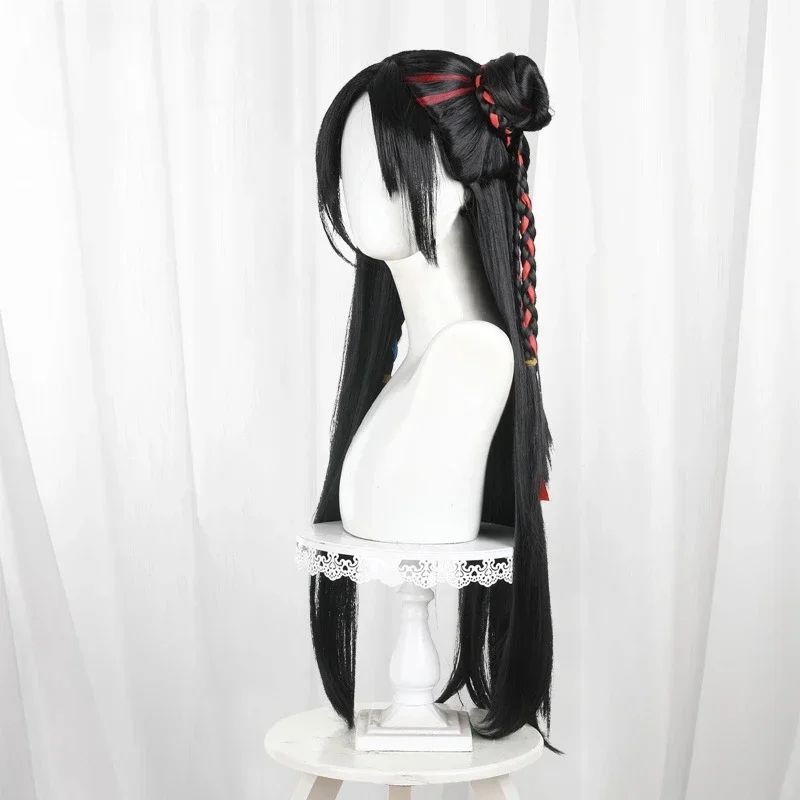 qwerrtyu. 123456   Zai شعر مستعار تأثيري الألياف الاصطناعية لعبة Naraka Bladepoint طويل أسود العجين المقلي التقلبات جديلة longasdffghjk 9877