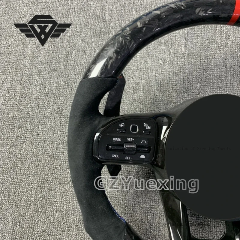 High Luxury Forged Carbon Ribbon Long Paddle Steering Wheel Suitable for Mercedes Benz 809 W205 W204 W212 W211 W213 E300 W218