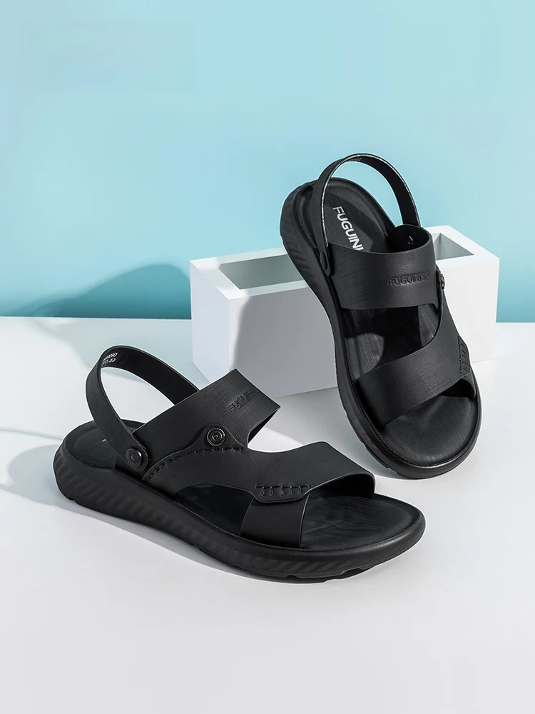 men's-slip-on-sandals-breathable-leather-driving-beach-shoes-summer-outdoor-wear-fgn-fashionable-korean-style-flat-heel