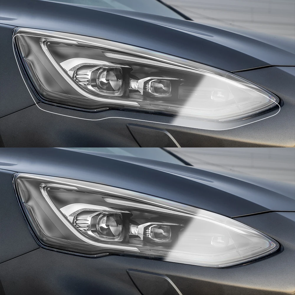 Car Headlight Protective Film For Ford Focus MK4 2018-2025 Smoke Black Pre Cut TPU PPF Anti-Scratch High-Gloss Vinyl Wrap Kit - view 3