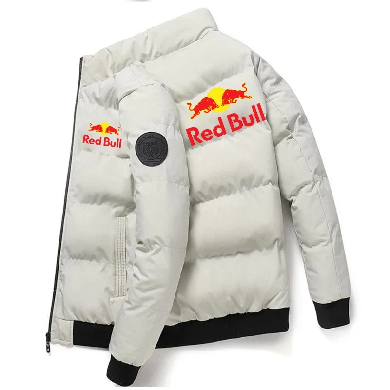 سترة Red Bull 2025 السميكة الجديدة، سترة دافئة مبطنة بالقطن، سترة رياضية شتوية غير رسمية، سترة مقاومة للرياح بياقة واقفة