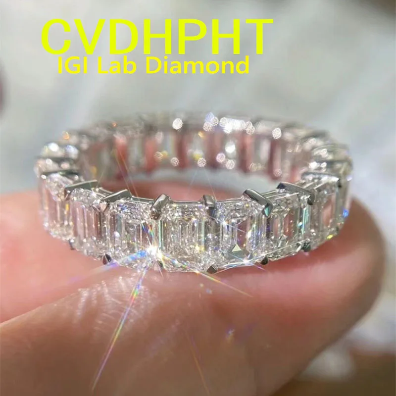 

Luxury 14K Lab grown diamonds Emerald Cut Diamond Eternal Wedding Ring In D-F Color Ranging From 0.2 Ct to 0.5ct
