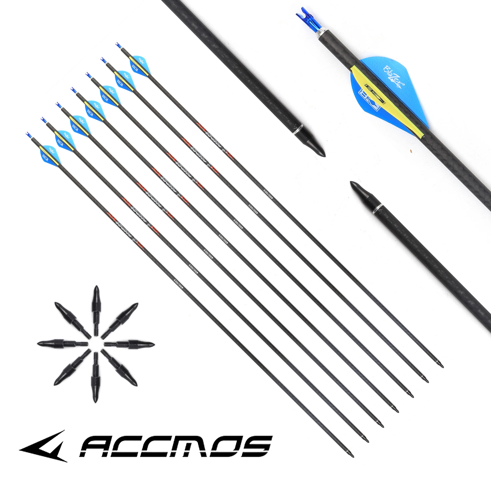 6/12pc ID6.2 3K Weave Pure Carbon Arrows Spine 200 250 300 350 500 with 33 Inch Shaft for Recurve Compound Bow Hunting Shooting