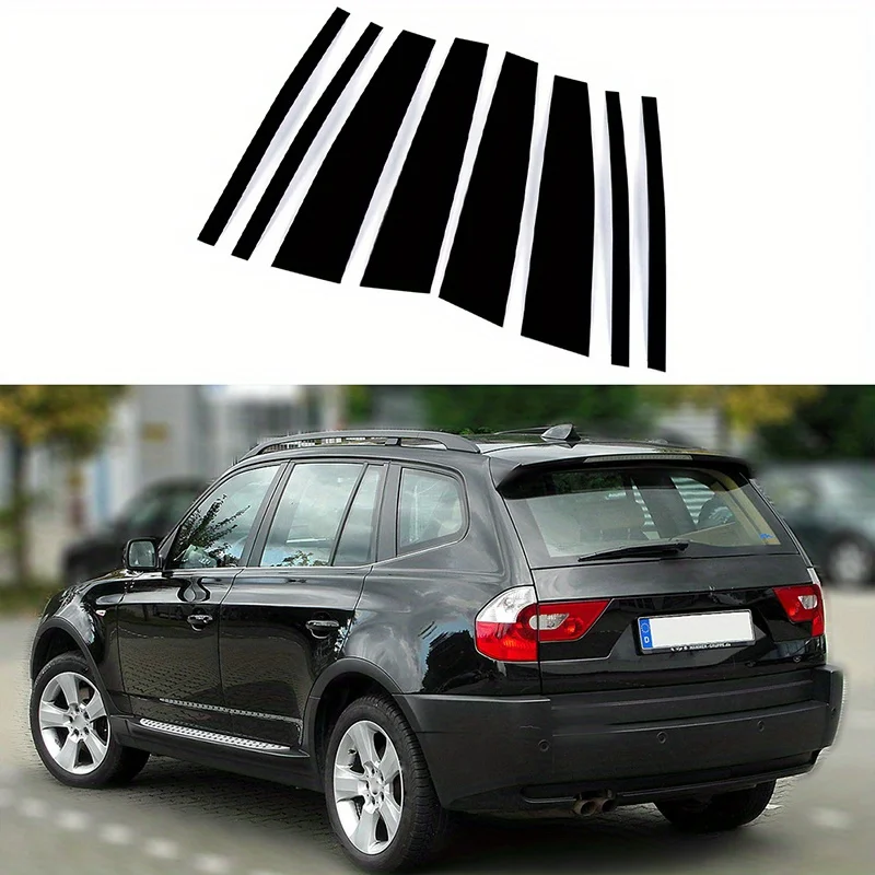 

Fit For BMW X3 E83 2004-2007 2008 2009 2010 Gloss Black Pillar Posts Door Window Side Sticker Moulding Trim Cover Decoartion Set