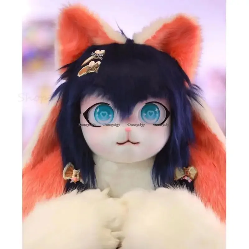 ليلي 123 رؤساء الحيوان Fursuit Kigurumi فروي فتاة تأثيري دمية الأرنب القط ازياء يمكن ارتداؤها كيغ سماعات الحيوان