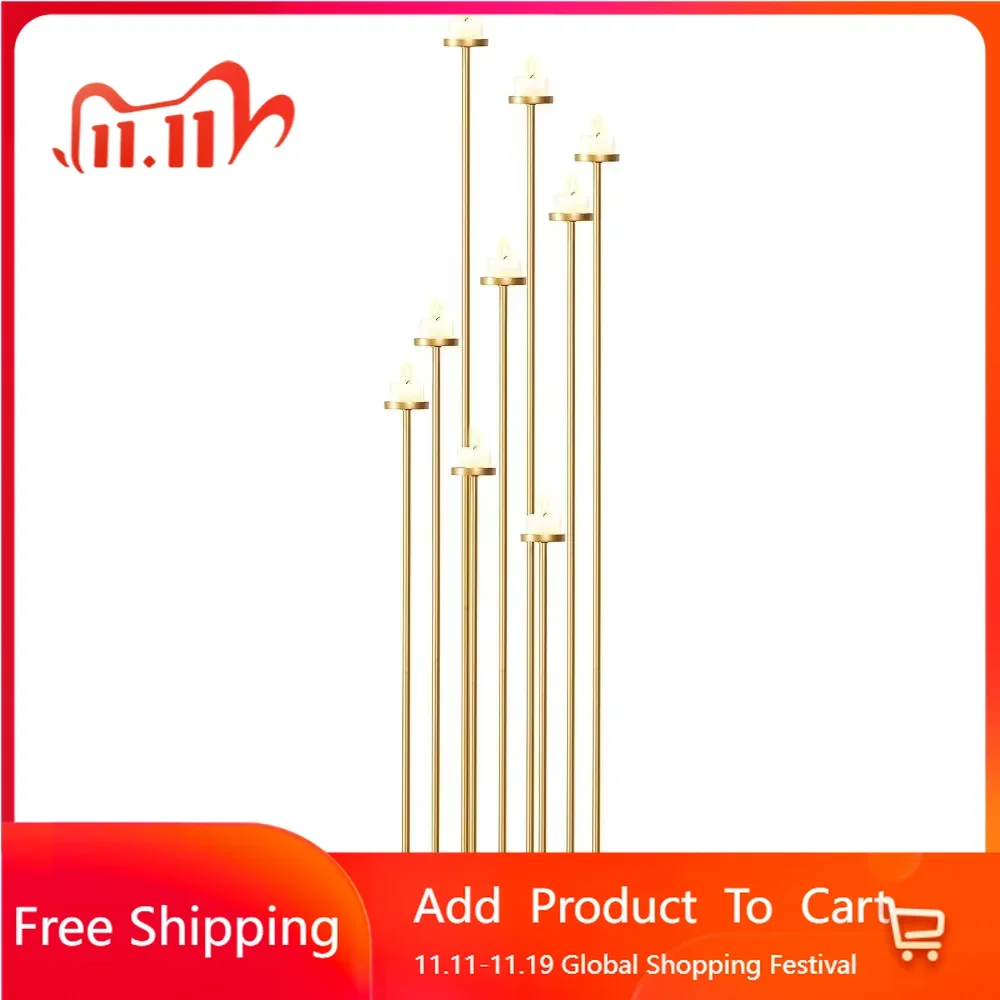 60'' Floor Candelabra Holder for 9 Arm Candlesticks,Tall Candle Holders for Wedding Centerpiece, Gold Metal Candle Stick