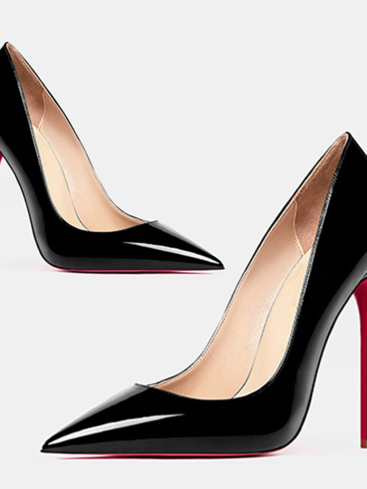 

New pointed shallow mouth black patent leather temperament fine high heels 12CM high heels work single shoes for women