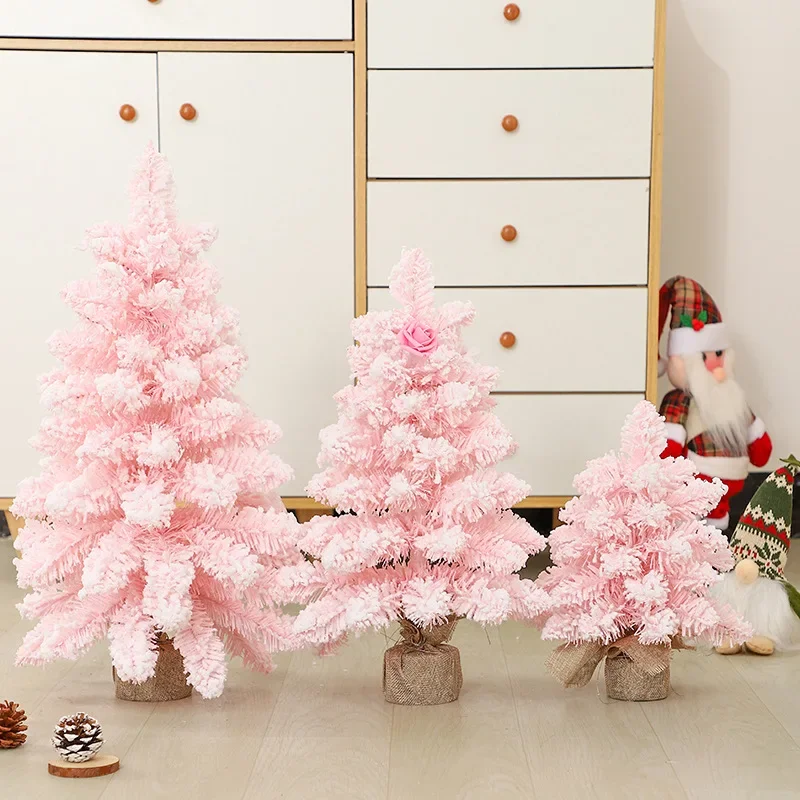 

New Mini Christmas Tree 30cm Pink Pointy Snowflakes Christmas Atmosphere Decoration Christmas Tree Tabletop Window Decoration