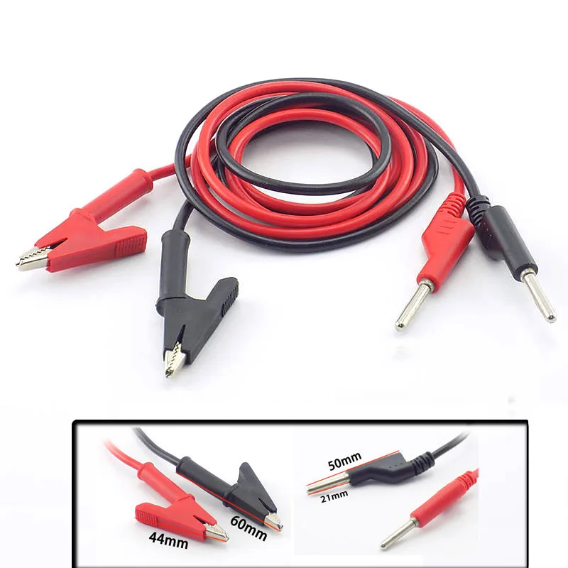 15A 18AWG 1M Alligator Clip Banana Plug Double End Test Lead Wire Line Multimeter Electrical Voltage Crocodile DIY Connector C2