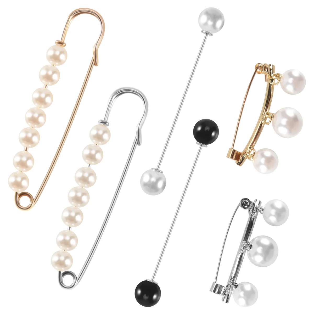 ABQR, 6 шт., зажимы для свитера, шали, платья из искусственного жемчуга, кардиган, воротник, брошь, зажим, винтажные зажимы для рубашек для женщин и девочек, декор