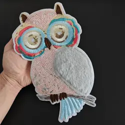 Clothing Women Shirt Top Diy Plush Patch Owl Sequins deal with it T-shirt girls Sew on Patches for clothes Stickers