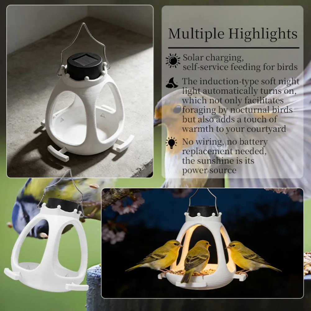 For Garden Garden Lantern Solar Bird Feeder White Solar Bird Feeder Dual Functionality Lantern Waterproof Material