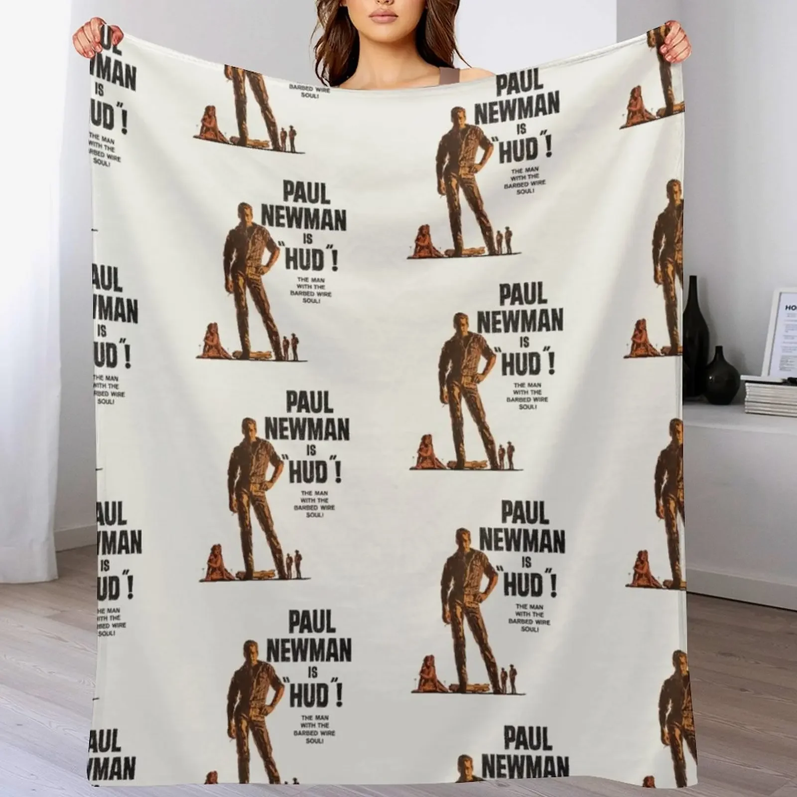 Hud Movie Poster Throw Blanket Compact Warm Blanket for Car Road Trip