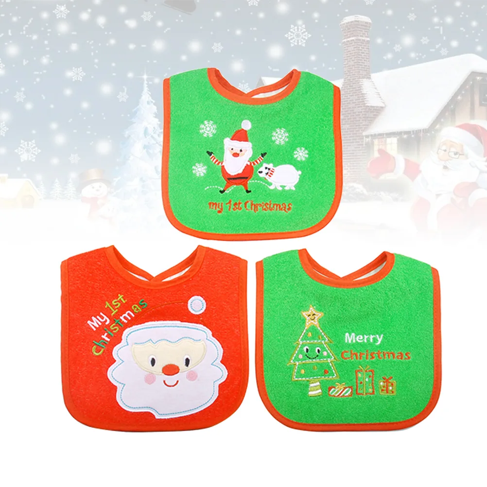 

3 Pcs Tarcophagus Bib Christmas Feeding Bibs Infant Weaning Xmas Saliva Towel Simple Newborn
