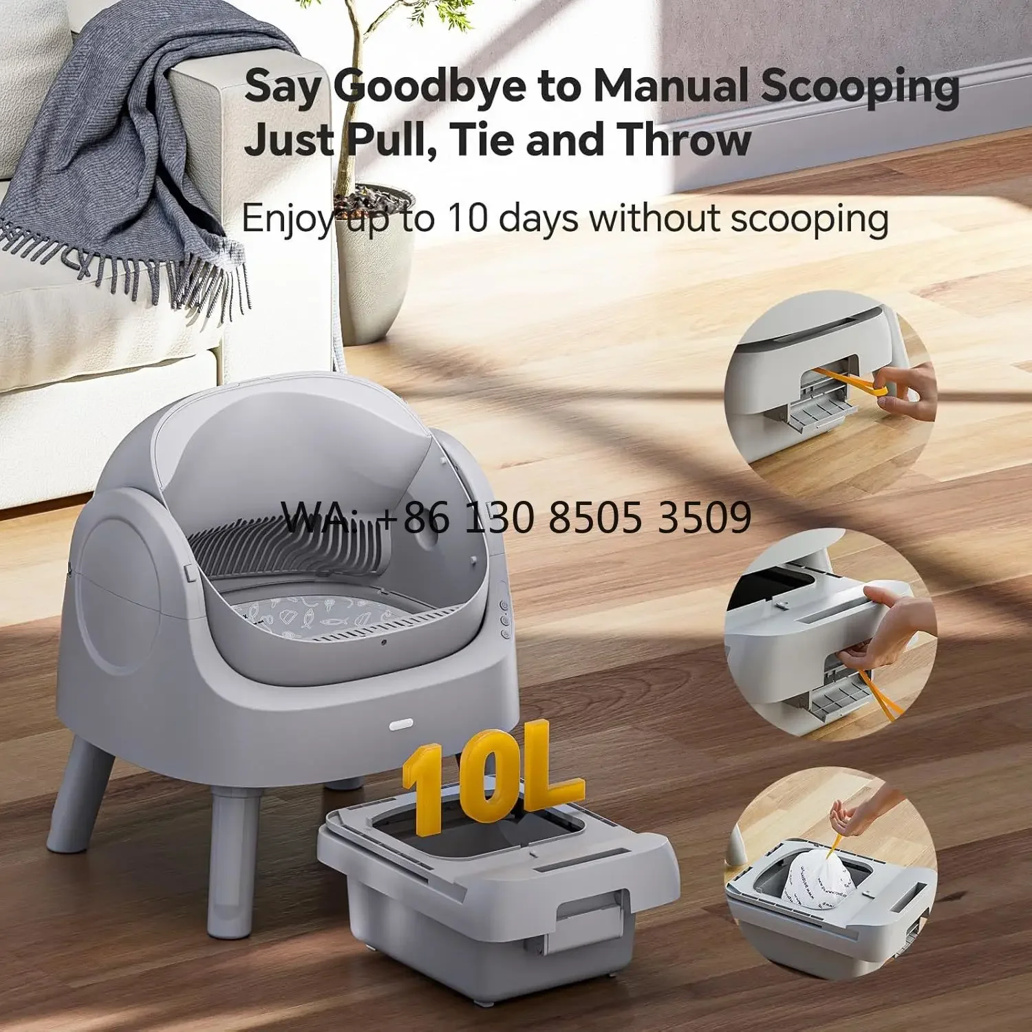 Trendy Self Cleaning Cat  Box Open-Top Automatic  Box for Multiple Cats with Safety Sensors Kitty  Box