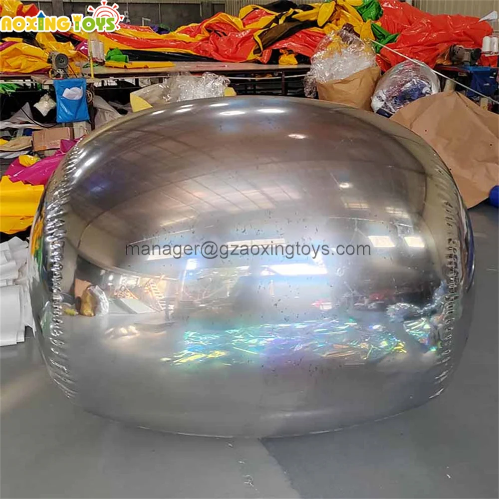 1x0.8m Giant Inflatable Mirror Cylinder Hanging Ball For Ground Wedding Party Stage Advertising Decoration Events