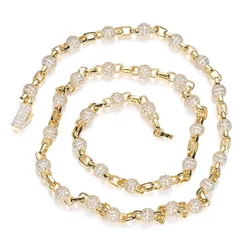 Hip Hop 5A+ CZ Stone Bling Iced Out Beads Link Chain Necklaces for Men Women Rapper Jewelry Gold Silver Color Drop Shipping