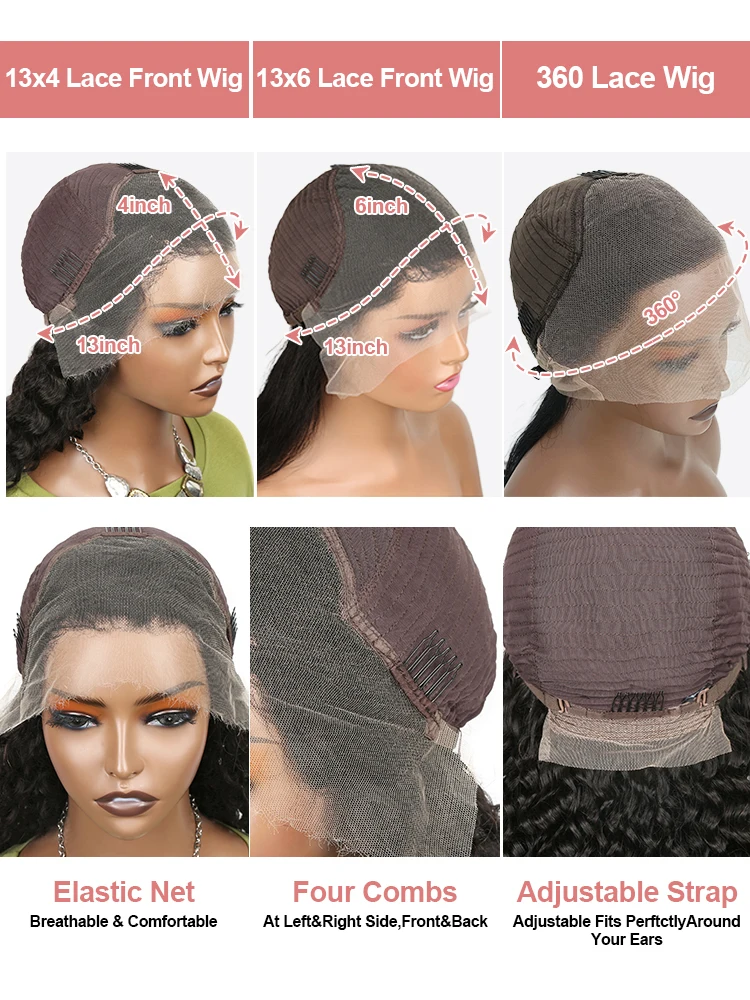 46 Inch Deep Wave Lace Frontal Wig 13x4 13x6 360 Hd Curly Human Hair Lace Front Wigs For Women Water Wave Pre Plucked Lace Wigs